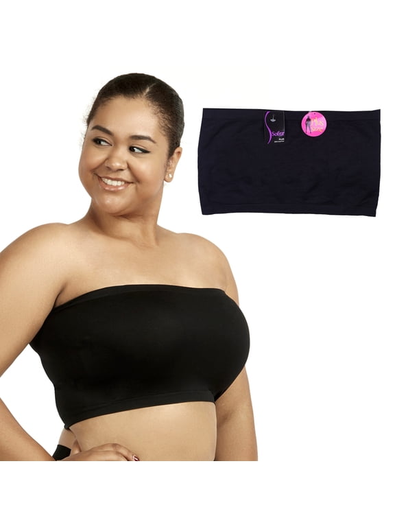 Plus Size Seamless Strapless Bandeau Tube Tops Sports Bra Stretch One Size Black