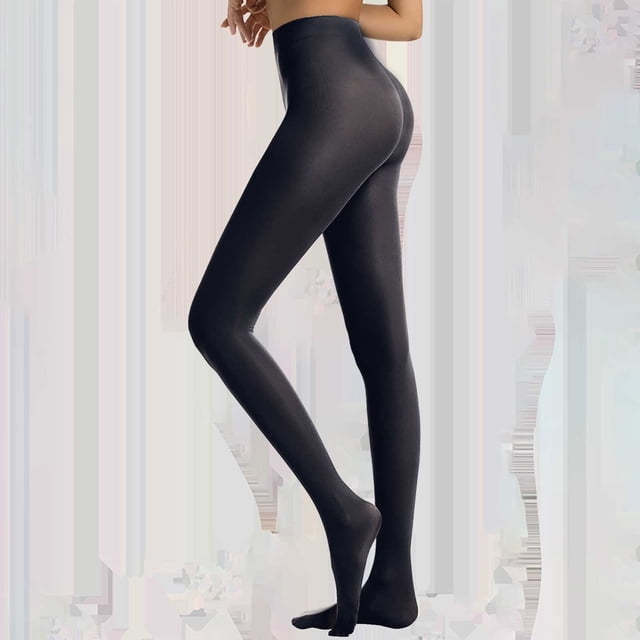 Plus Size Semi-Opaque Tights, Solid Color Footed Dance Pantyhose with Tummy Control, High Waist Opaque Leggings for Women, Comfortable Everyday Footed Tights - Navy