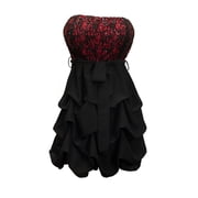 Plus Size Sequined Princess Ruffle Dress Black Red