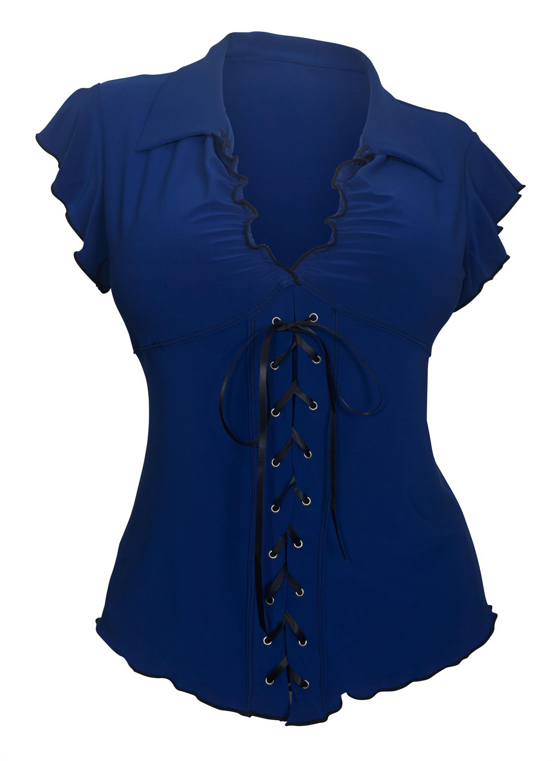 Plus Size Sexy Lace Corset Top Navy Blue