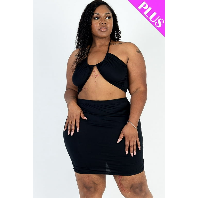 Plus size high waisted skirt halter online