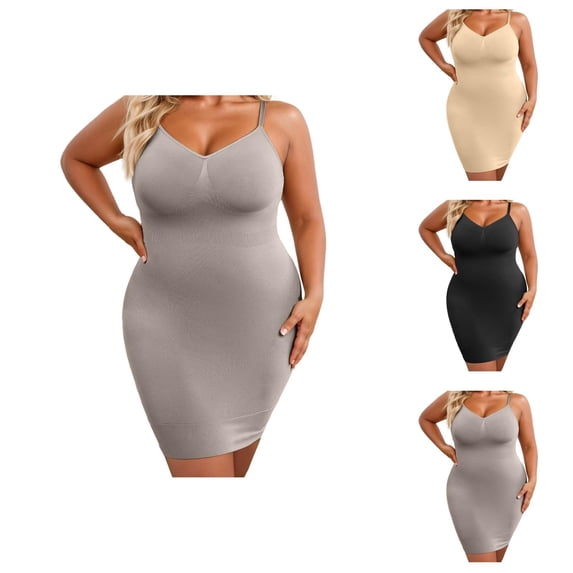 Plus Size Shapewear Dress Full Dresses for Women Tummy Control V Neck under Dress Seamless Body Shaper