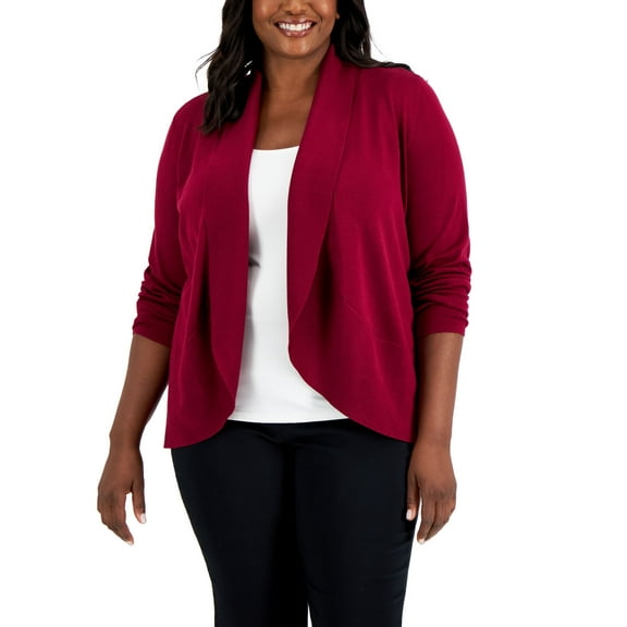 Plus Size Shawl-Collar Cardigan Malbec 1X