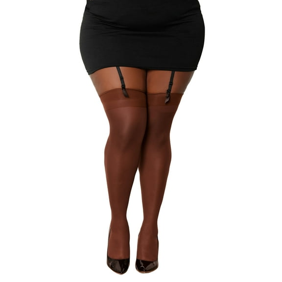 Plus Size Sheer Thigh High Stockings with Back Seam