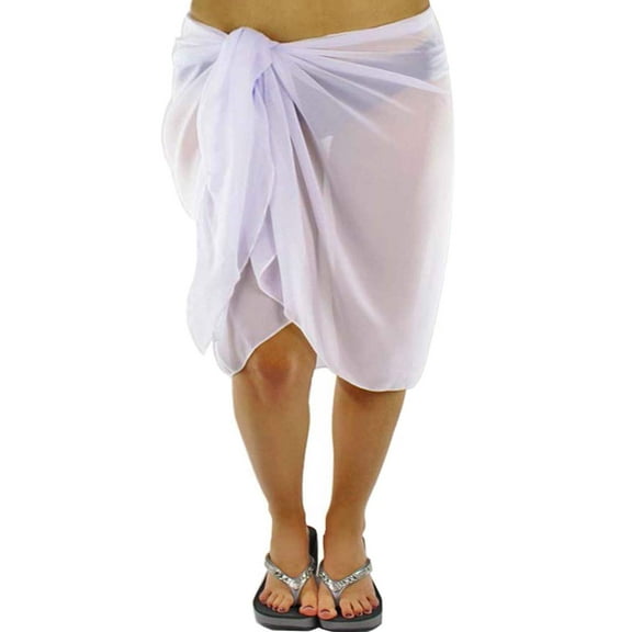 Plus Size Sheer White Knee Length Cover Up Sarong Wrap For Women