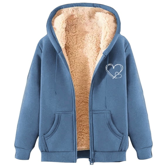 Plus-Size Sherpa-Lined Heart Print Hoodie – Cozy Versatility
