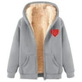 thumbnail image 1 of Plus-Size Sherpa-Lined Heart Print Hoodie – Cozy Versatility, 1 of 7