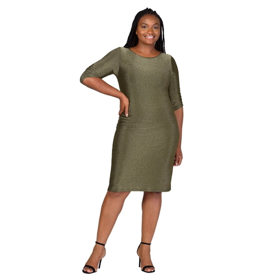 Plus Size Shimmer Bodycon Knee Length Dress
