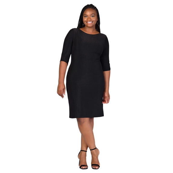 Plus Size Shimmer Bodycon Knee Length Dress