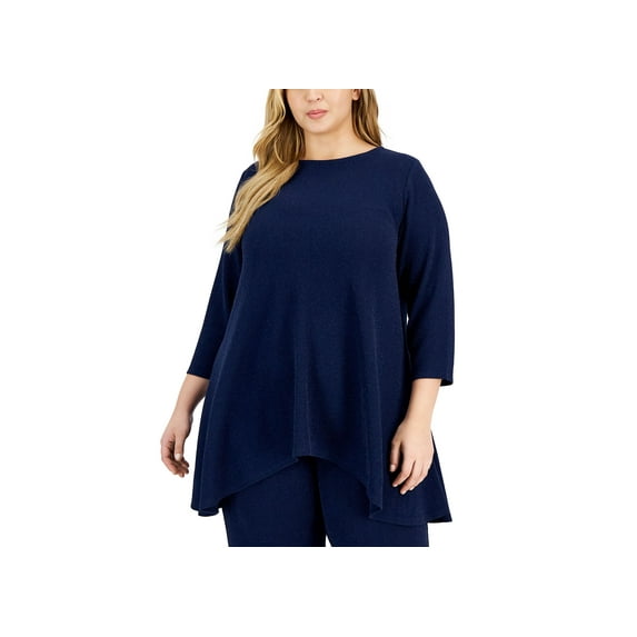 Plus Size Shiny Swing Top Intrepid Blue 4X