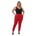 thumbnail image 1 of Plus Size Shirred Waist  Cuff Joggers With Pockets - Red, 1 of 9
