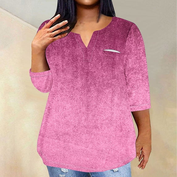 Plus Size Shirt For Women 2024 Summer Tops Sexy V-Neck Blouse Casual Loose Long Sleeve Blouse Gift for Women 50% Off Clearance!