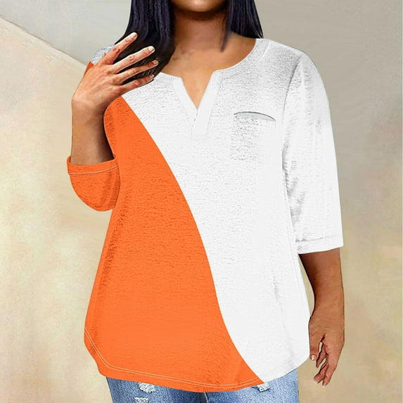 Plus Size Shirt For Women 2024 Summer Tops Sexy V-Neck Blouse Casual Loose Long Sleeve Blouse Gift for Women 50% Off Clearance!