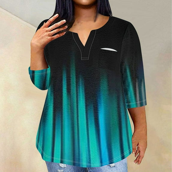 Plus Size Shirt For Women 2024 Summer Tops Sexy V-Neck Blouse Casual Loose Long Sleeve Blouse Gift for Women 50% Off Clearance!