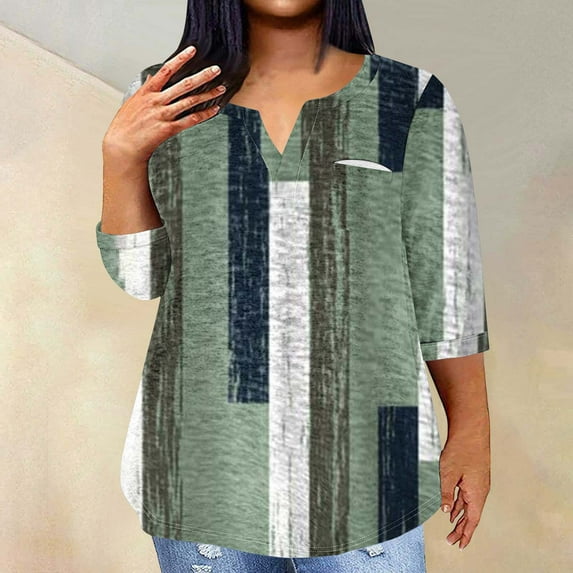 Plus Size Shirt For Women 2024 Summer Tops Sexy V-Neck Blouse Casual Loose Long Sleeve Blouse Gift for Women 50% Off Clearance!
