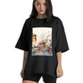 thumbnail image 1 of Plus Size Shirt for Women Black Tops for Women Oversized Short Sleeves Shirt for Women Watercolor Red-Browed Bird 10 T Shirt Crewneck Shirt for Women L, 1 of 5