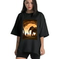 thumbnail image 1 of Plus Size Shirt for Women Black Tops for Women Short Sleeves Shirt for Women Silhouette Paper Sculpture Elephant 1 T Shirt Crewneck Shirt for Women XL, 1 of 5