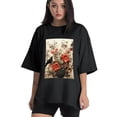 thumbnail image 1 of Plus Size Shirt for Women Black Tops for Women Oversized Short Sleeves Shirt for Women Birds T Shirt Crewneck Shirt for Women L, 1 of 5