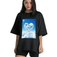 thumbnail image 1 of Plus Size Shirt for Women Black Tops for Women Oversized Short Sleeves Shirt for Women Blue Sky3 T Shirt Crewneck Shirt for Women 3XL, 1 of 5