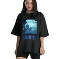 thumbnail image 1 of Plus Size Shirt for Women Black Tops for Women Oversized Short Sleeves Shirt for Women Castle T Shirt Crewneck Shirt for Women XL, 1 of 5