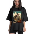 thumbnail image 1 of Plus Size Shirt for Women Black Tops for Women Oversized Short Sleeves Shirt for Women Castle (99） T Shirt Crewneck Shirt for Women L, 1 of 5