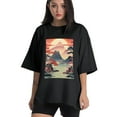 thumbnail image 1 of Plus Size Shirt for Women Black Tops for Women Oversized Short Sleeves Shirt for Women Chinese Landscape4 T Shirt Crewneck Shirt for Women 3XL, 1 of 5