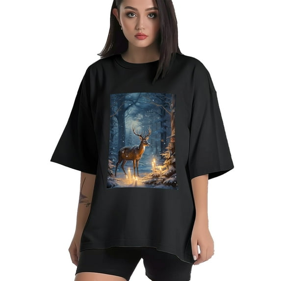 Plus Size Shirt for Women Black Tops for Women Oversized Short Sleeves Shirt for Women Christmas1 T Shirt Crewneck Shirt for Women L