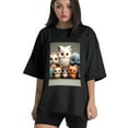 thumbnail image 1 of Plus Size Shirt for Women Black Tops for Women Oversized Short Sleeves Shirt for Women Cute Animals6 T Shirt Crewneck Shirt for Women 3XL, 1 of 5