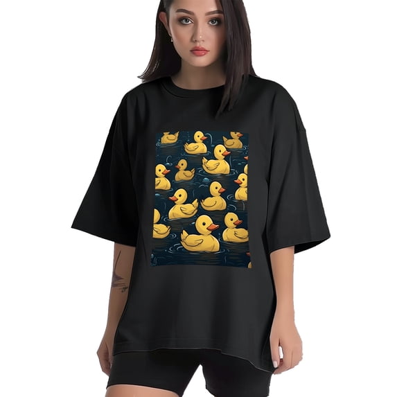Plus Size Shirt for Women Black Tops for Women Oversized Short Sleeves Shirt for Women Duck T Shirt Crewneck Shirt for Women XL