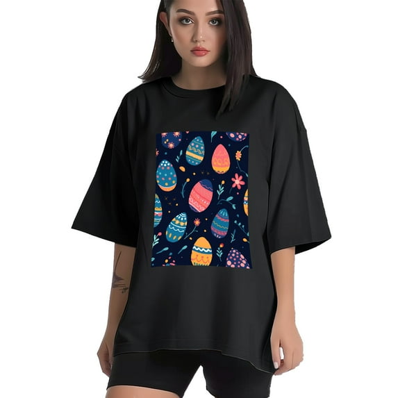 Plus Size Shirt for Women Black Tops for Women Oversized Short Sleeves Shirt for Women Easter 189 T Shirt Crewneck Shirt for Women 3XL