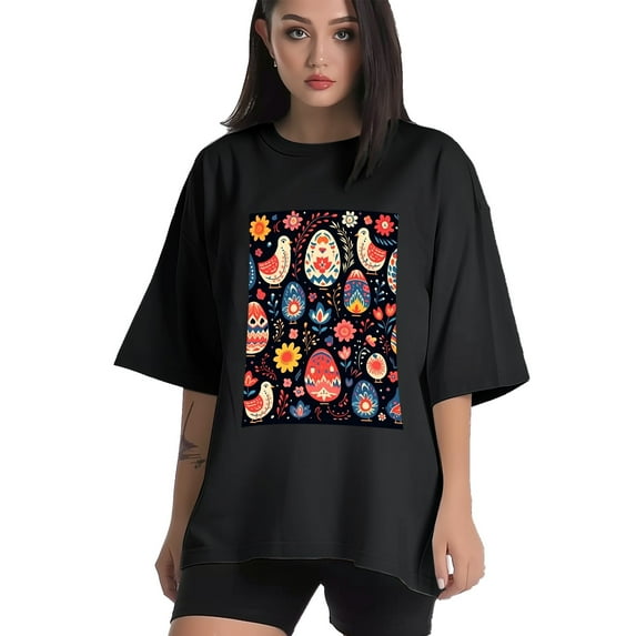 Plus Size Shirt for Women Black Tops for Women Oversized Short Sleeves Shirt for Women Easter 233 T Shirt Crewneck Shirt for Women L