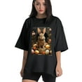 thumbnail image 1 of Plus Size Shirt for Women Black Tops for Women Oversized Short Sleeves Shirt for Women Easter T Shirt Crewneck Shirt for Women L, 1 of 5