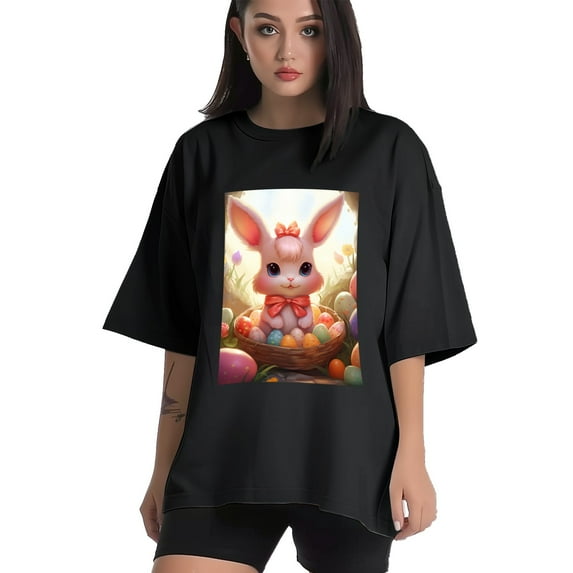 Plus Size Shirt for Women Black Tops for Women Oversized Short Sleeves Shirt for Women Easter8 T Shirt Crewneck Shirt for Women 3XL