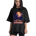 thumbnail image 1 of Plus Size Shirt for Women Black Tops for Women Oversized Short Sleeves Shirt for Women Fireworks Sky T Shirt Crewneck Shirt for Women XL, 1 of 5