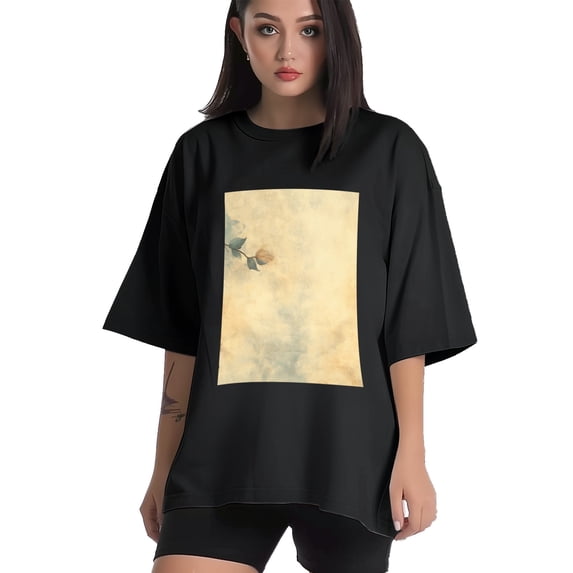 Plus Size Shirt for Women Black Tops for Women Oversized Short Sleeves Shirt for Women Flower T Shirt Crewneck Shirt for Women XL