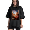 thumbnail image 1 of Plus Size Shirt for Women Black Tops for Women Oversized Short Sleeves Shirt for Women Flowers T Shirt Crewneck Shirt for Women XL, 1 of 5