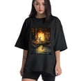 thumbnail image 1 of Plus Size Shirt for Women Black Tops for Women Oversized Short Sleeves Shirt for Women Fox T Shirt Crewneck Shirt for Women L, 1 of 5