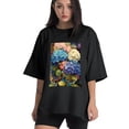 thumbnail image 1 of Plus Size Shirt for Women Black Tops for Women Oversized Short Sleeves Shirt for Women Iridescent Hydrangea2 T Shirt Crewneck Shirt for Women L, 1 of 5