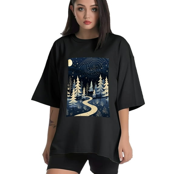 Plus Size Shirt for Women Black Tops for Women Oversized Short Sleeves Shirt for Women Modern Simplicity T Shirt Crewneck Shirt for Women L