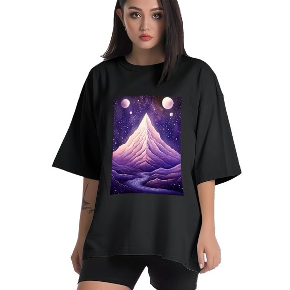 Plus Size Shirt for Women Black Tops for Women Oversized Short Sleeves Shirt for Women Mountain T Shirt Crewneck Shirt for Women L