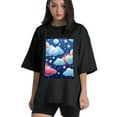 thumbnail image 1 of Plus Size Shirt for Women Black Tops for Women Oversized Short Sleeves Shirt for Women Rainbows T Shirt Crewneck Shirt for Women XL, 1 of 5