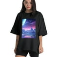 thumbnail image 1 of Plus Size Shirt for Women Black Tops for Women Oversized Short Sleeves Shirt for Women Sky In The Crystal 1 T Shirt Crewneck Shirt for Women L, 1 of 5
