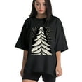 thumbnail image 1 of Plus Size Shirt for Women Black Tops for Women Oversized Short Sleeves Shirt for Women Tree T Shirt Crewneck Shirt for Women L, 1 of 5