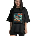 thumbnail image 1 of Plus Size Shirt for Women Black Tops for Women Oversized Short Sleeves Shirt for Women Umbrellas T Shirt Crewneck Shirt for Women L, 1 of 5