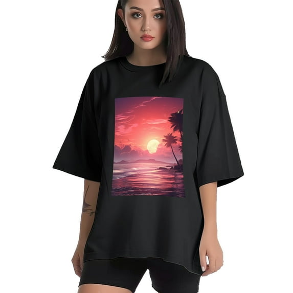 Plus Size Shirt for Women Black Tops for Women Oversized Short Sleeves Shirt for Women Vaporwave 10 T Shirt Crewneck Shirt for Women L