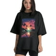 thumbnail image 1 of Plus Size Shirt for Women Black Tops for Women Oversized Short Sleeves Shirt for Women Vintage Landscape T Shirt Crewneck Shirt for Women XL, 1 of 5