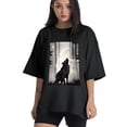 thumbnail image 1 of Plus Size Shirt for Women Black Tops for Women Oversized Short Sleeves Shirt for Women Wolf3 T Shirt Crewneck Shirt for Women 3XL, 1 of 5