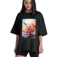 thumbnail image 1 of Plus Size Shirt for Women Black Tops for Women Short Sleeves Shirt for Women Abstract Dynamic2 T Shirt Crewneck Shirt for Women XL, 1 of 5