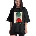 thumbnail image 1 of Plus Size Shirt for Women Black Tops for Women Short Sleeves Shirt for Women Abstract Sun T Shirt Crewneck Shirt for Women L, 1 of 5