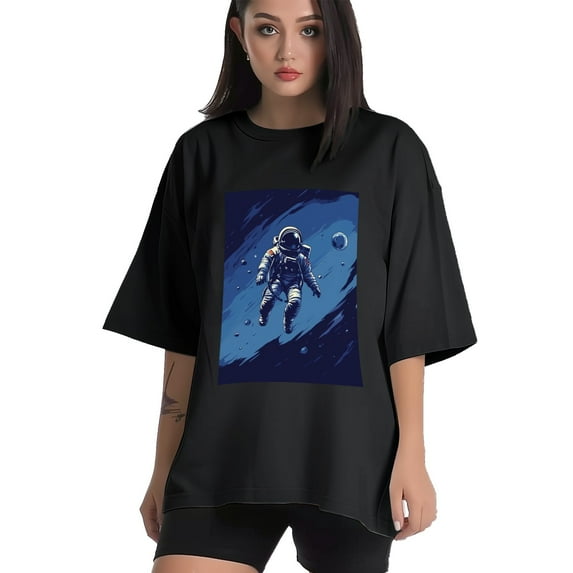 Plus Size Shirt for Women Black Tops for Women Short Sleeves Shirt for Women Astronaut1 T Shirt Crewneck Shirt for Women XL